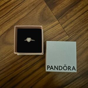 Pandora Rose Gold Heart Ring with Sparkling Accents